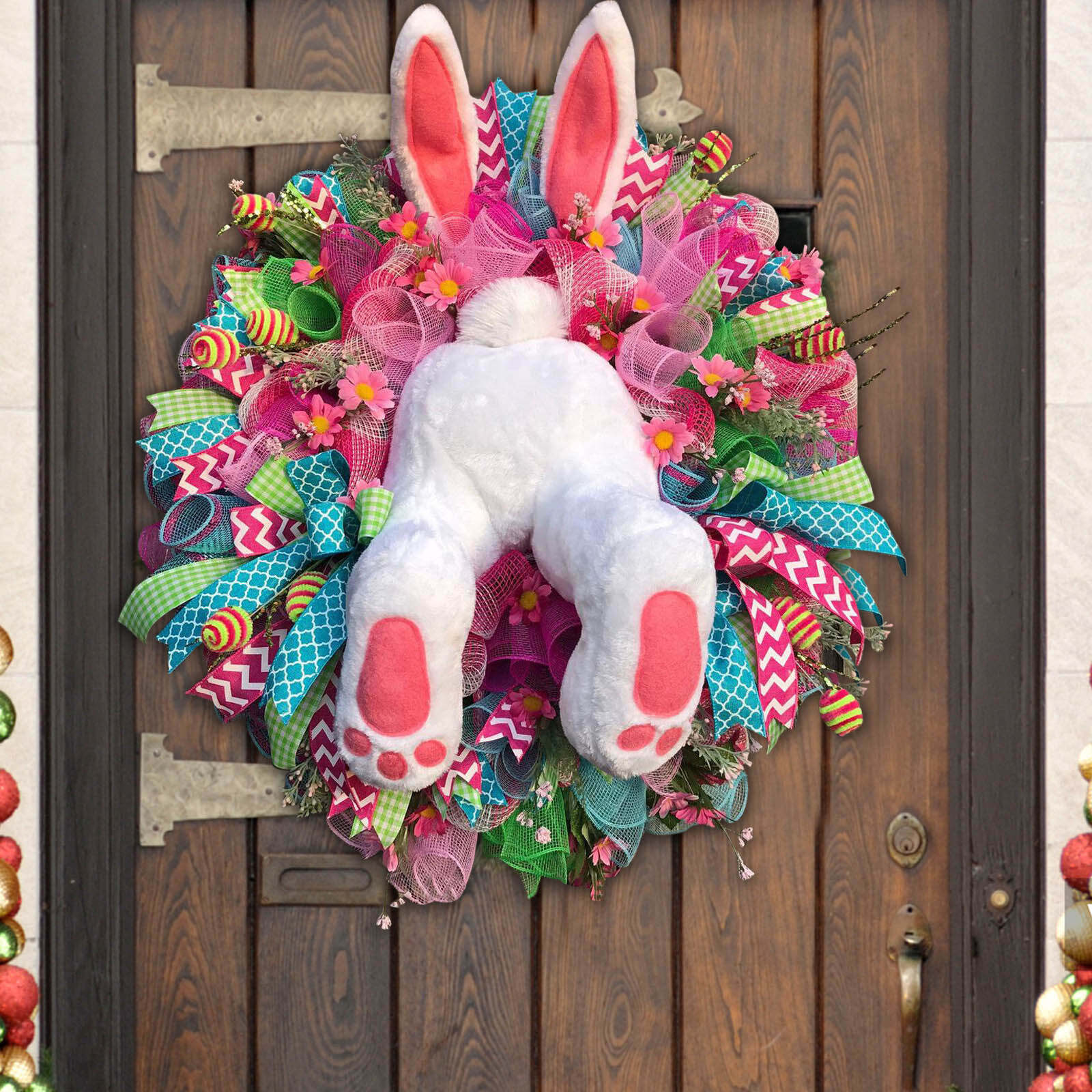 2023 New Easter Bunny Wreath Happy Easter Rabbit Decoration