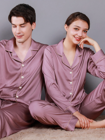 Regular Sleeve Others Simple Regular Fit Plain Matching Couple Pajama Set