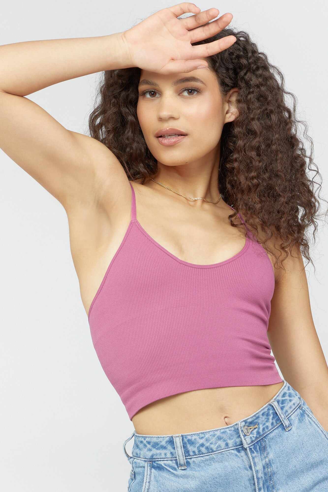 Women Apparel | Seamless Ribbed Cropped Cami Ivory Forever21 - DV17620