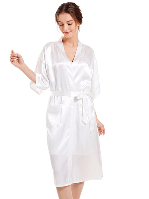 V Neck Plain Loose Elegant Nightdress