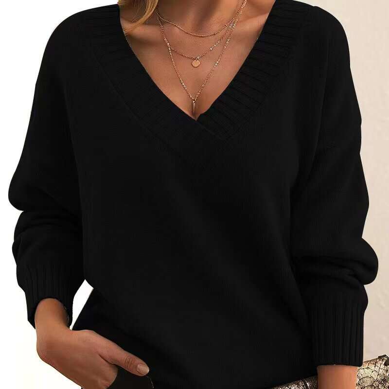 Loose V-neck casual all-match sweater