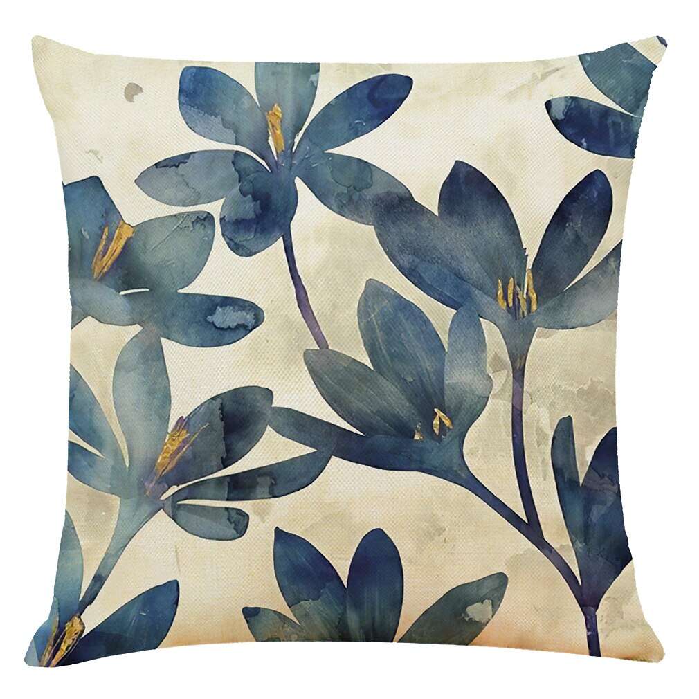 4PCS Plant Throw Pillow Cover Gold Blue Teal Soft Decorative Cushion Case Pillowcase Bedroom Superior Quality Machine Washable Cushion for Livingroom Sofa Couch Bed Chair