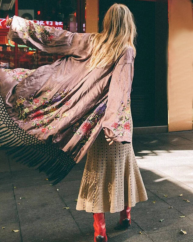 embroidered fringed cardigan