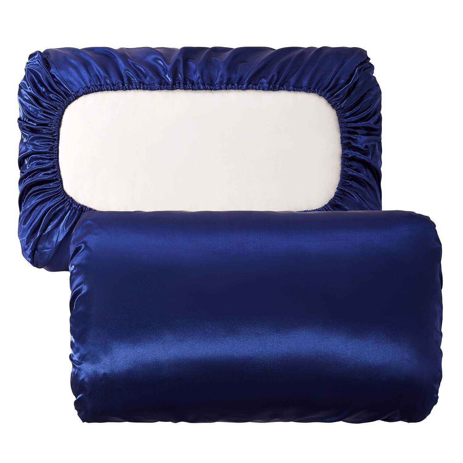 Luxury Satin Pillowcase for Hair Standard Satin Pillowcase with Elastic Band, Pillowcase Set of 2