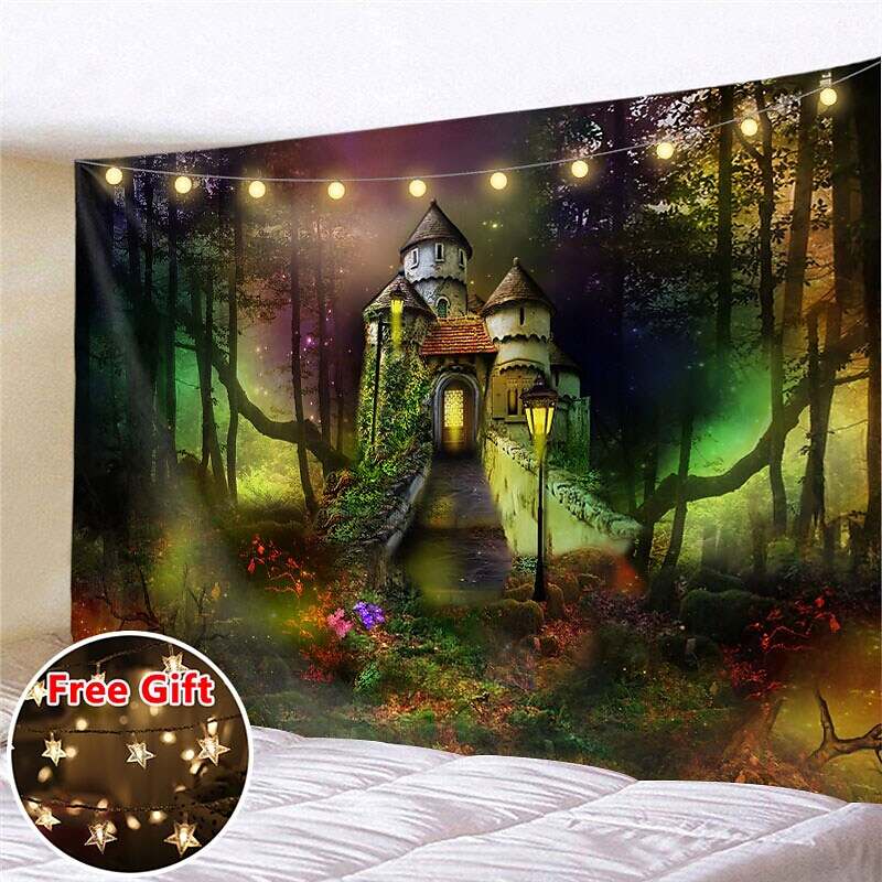 Landscape LED Lights Wall Tapestry Art Decor Fairytale Print