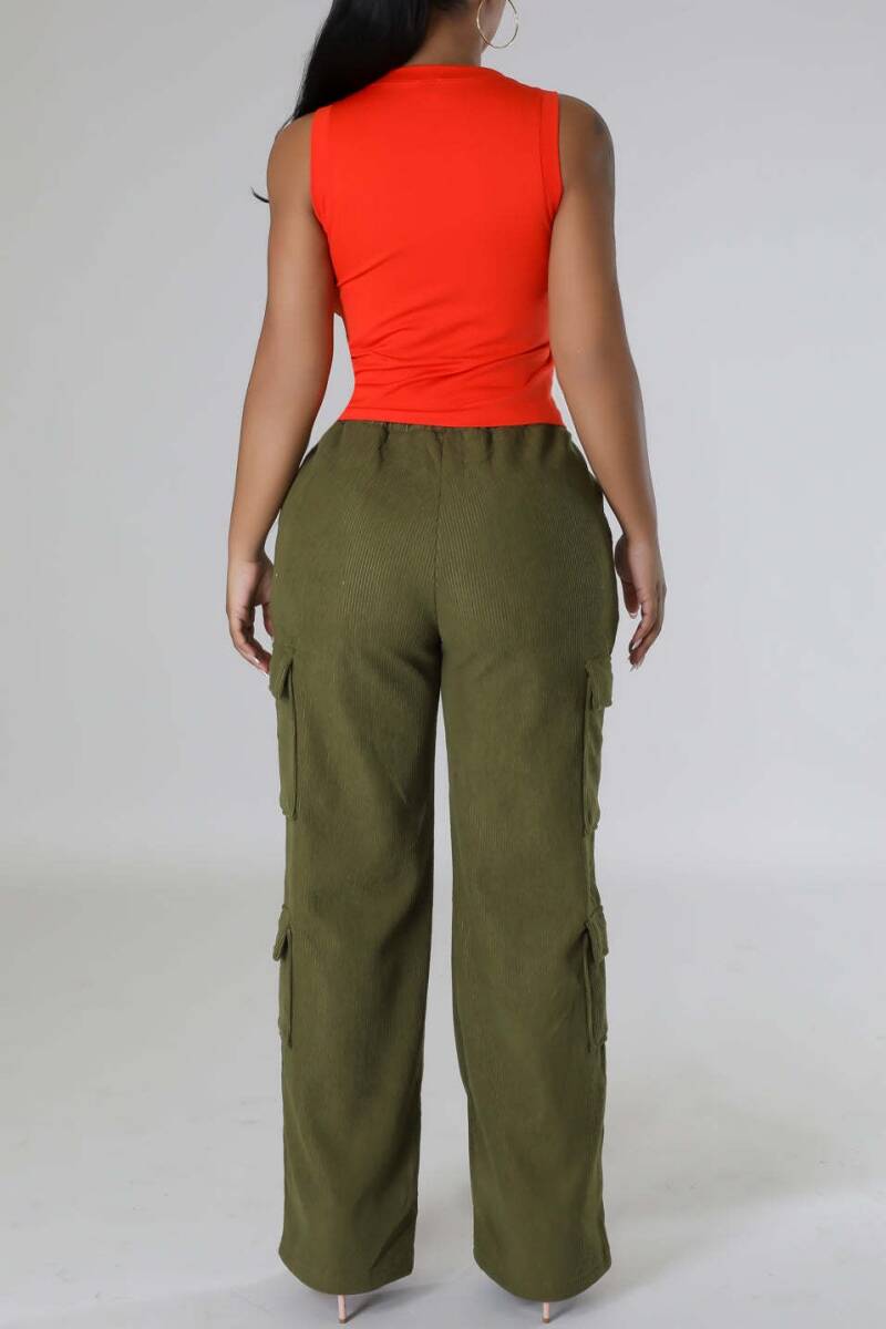 Apricot Casual Solid Patchwork Regular High Waist Conventional Solid Color Trousers