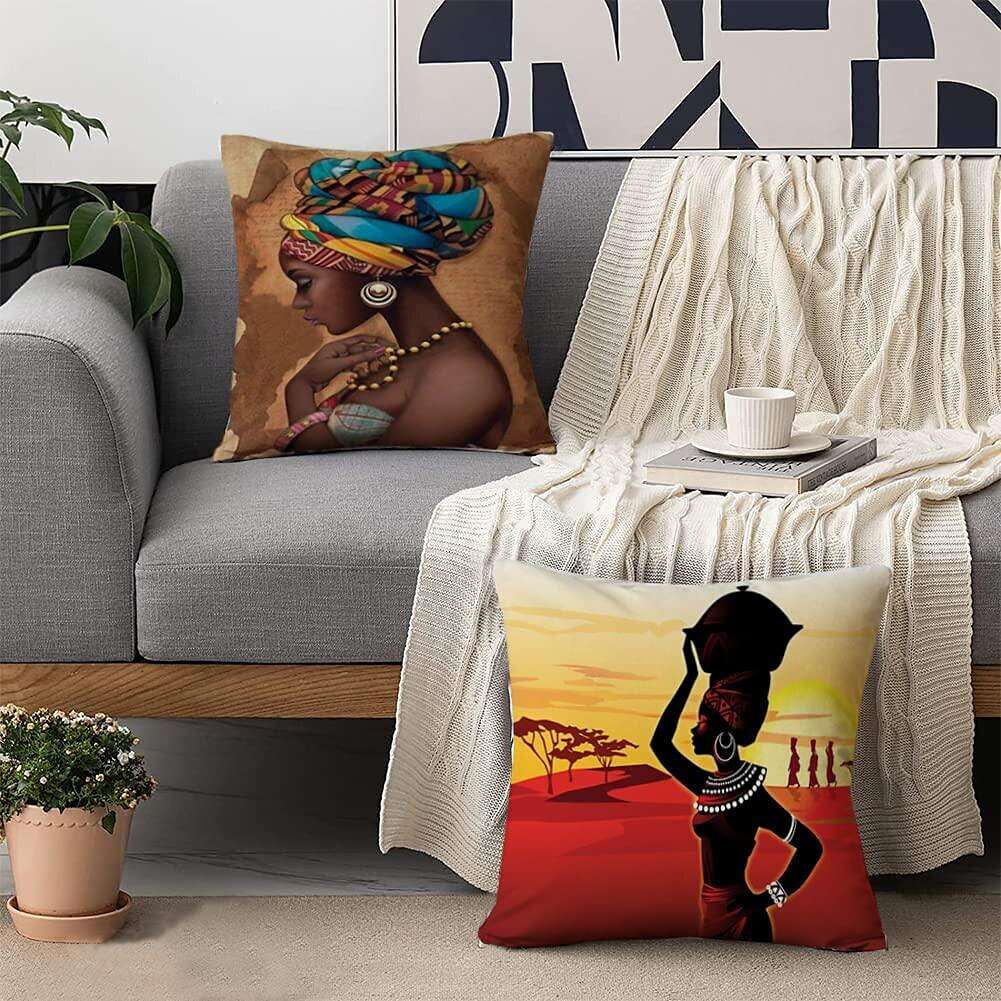 African Women Double Side Pillow Cover 4PC Soft