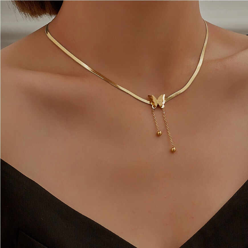 Vintage gold plated butterfly necklace