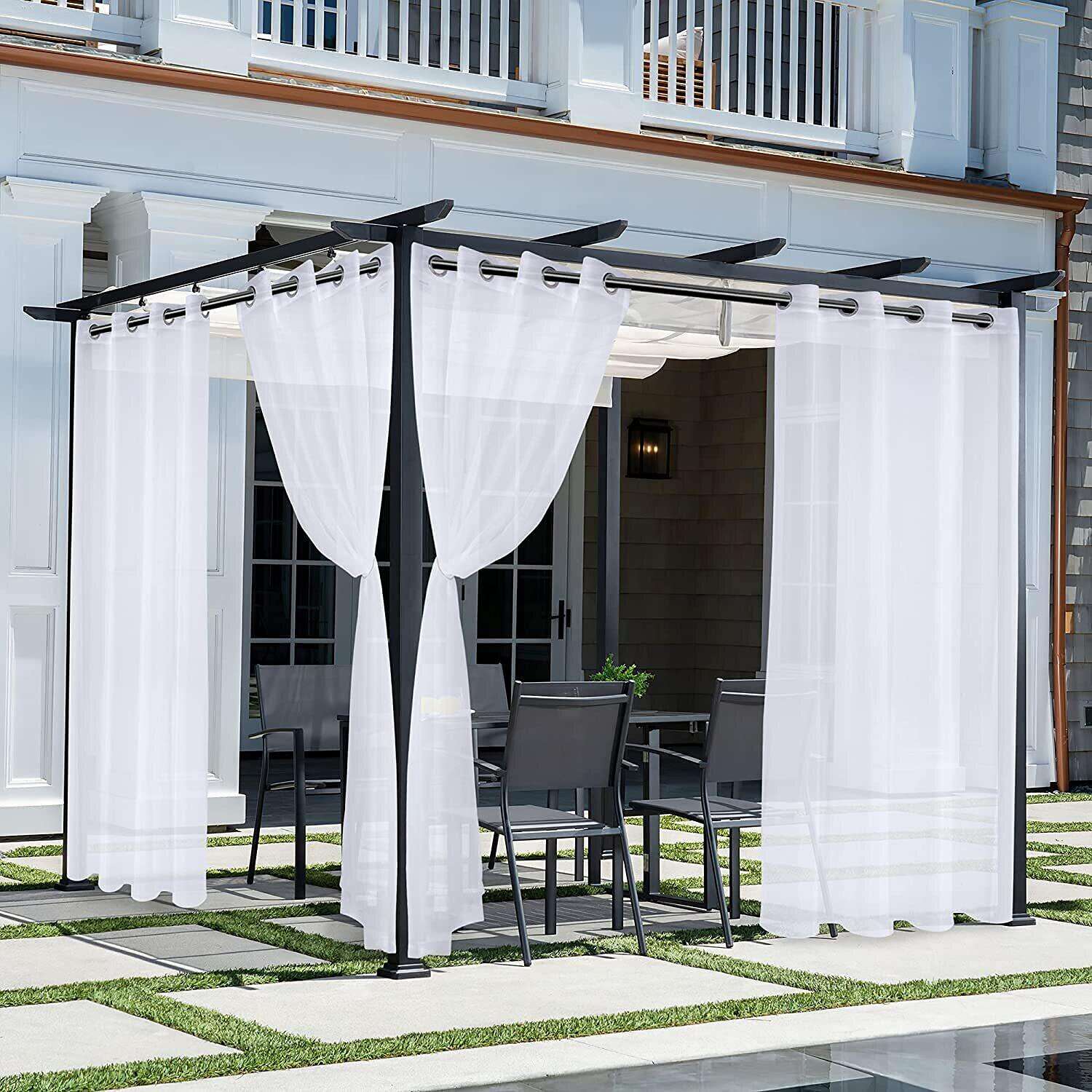 Waterproof Outdoor Curtain Privacy, Sliding Patio Sheer Curtain