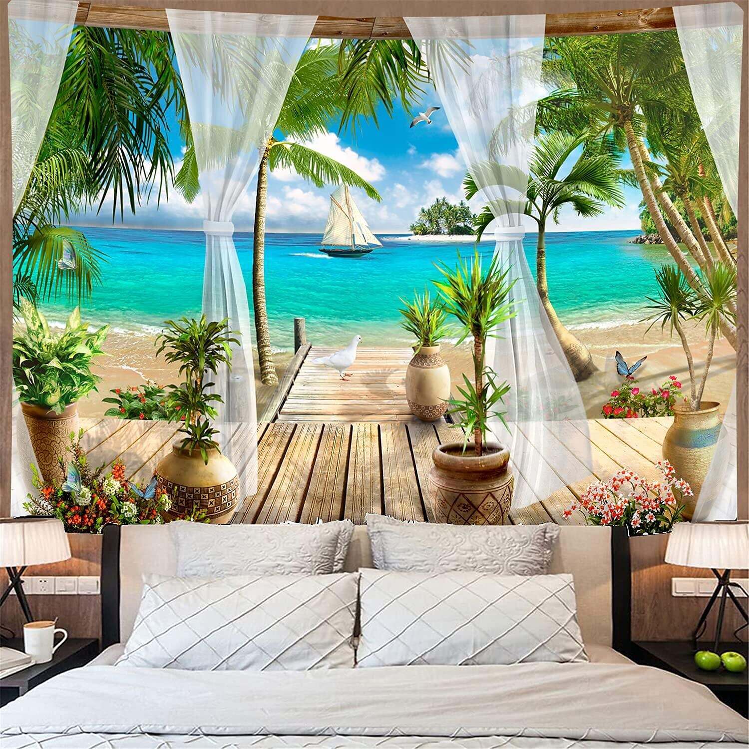 Beach Theme Wall Tapestry Art Decor Photograph Backdrop