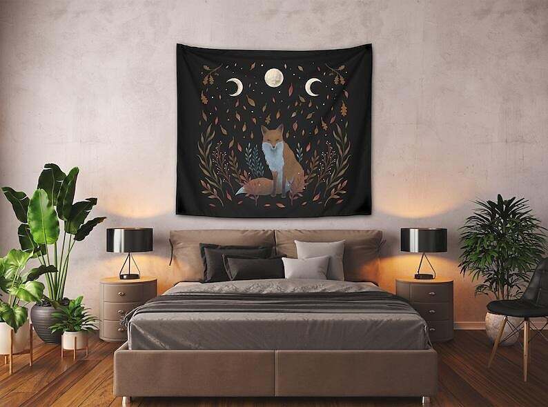 Fox Tarot Moon Sun Wall Tapestry Art Decor