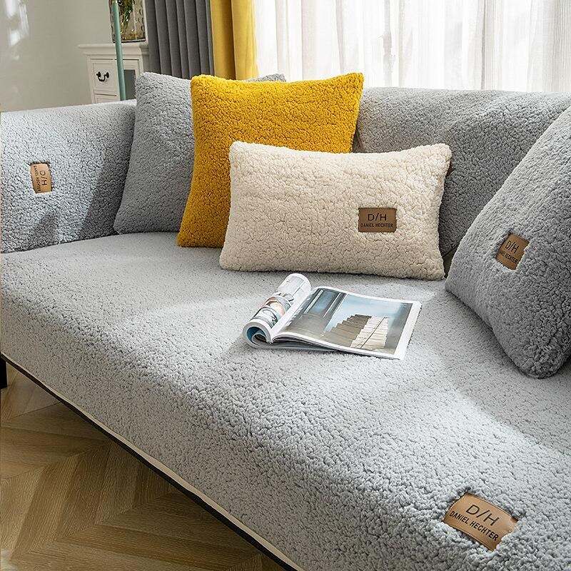 Lamb Velvet Sofa Slipcover Sofa Seat Cover Sectional Couch Covers(Sold by Piece/Not All Set)