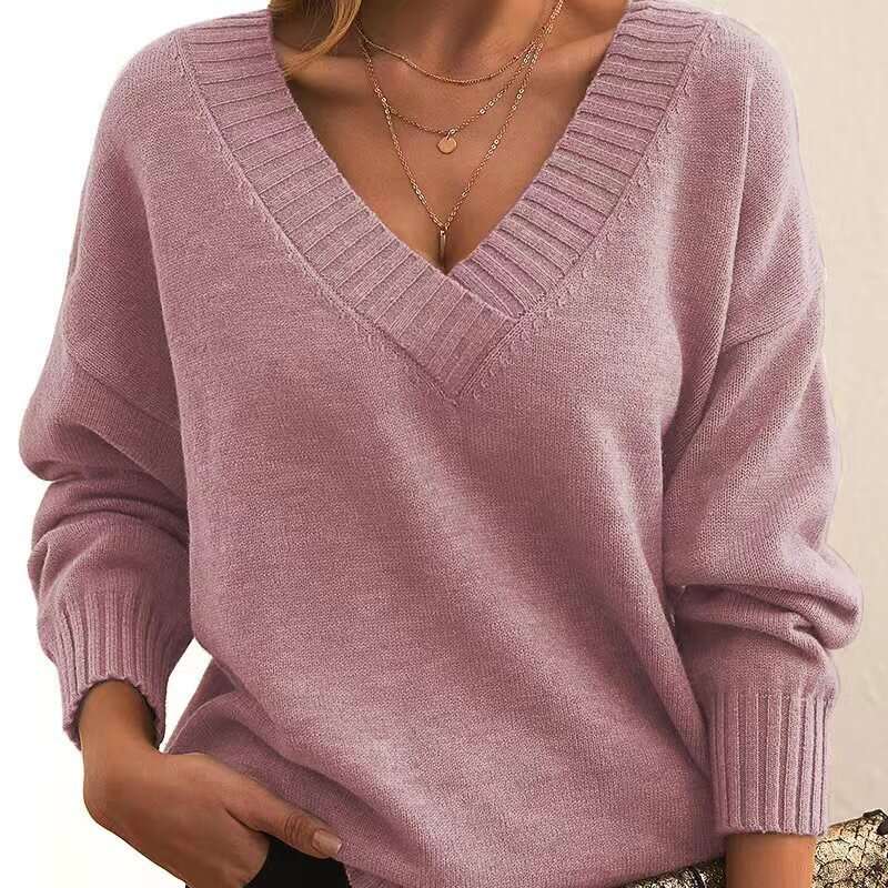 Loose V-neck casual all-match sweater