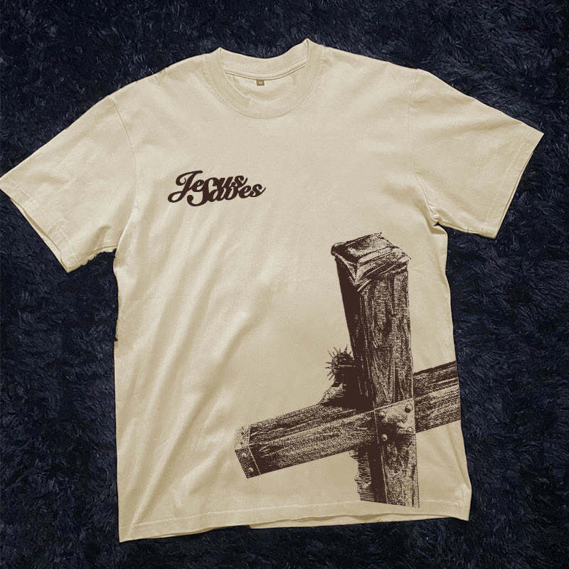 Jesus Saves Print Short Sleeve T-shirt