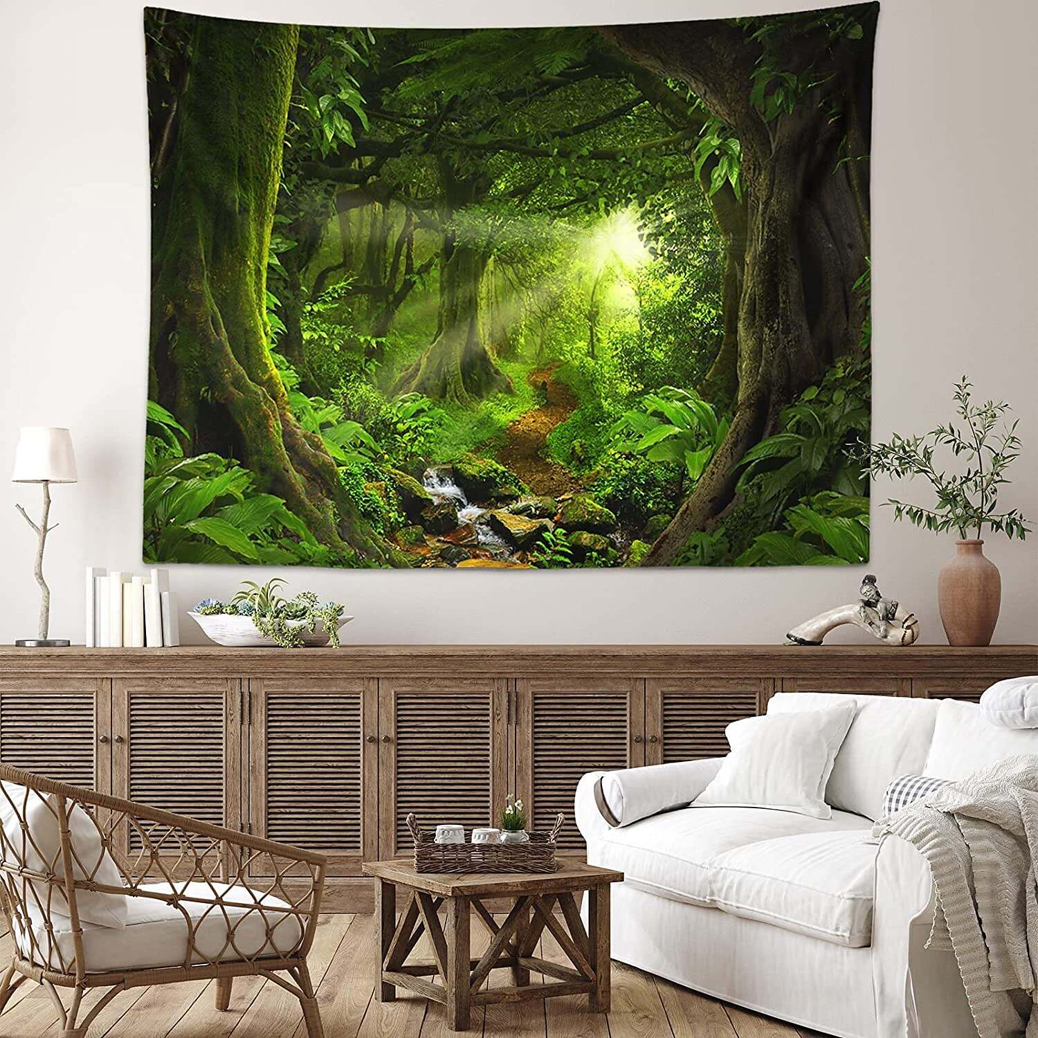 Landscape Wall Tapestry Art Decor Tree Cave Misty Tree Tapestry