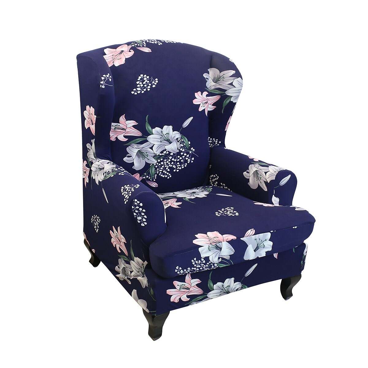 Stretch Wingback Chair Cover Boho/Flower Pattern