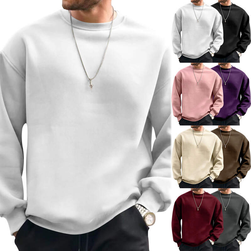 New men's loose round neck casual sweatshirt, warm, comfortable and easy to clean - Buy 3 pieces and get free shipping