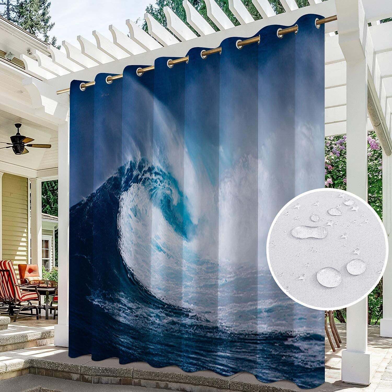 2 Panels Outdoor Curtain Privacy Waterproof