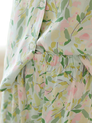 Floral Casual V Neck Regular Fit Long Sleeve Pajama Set