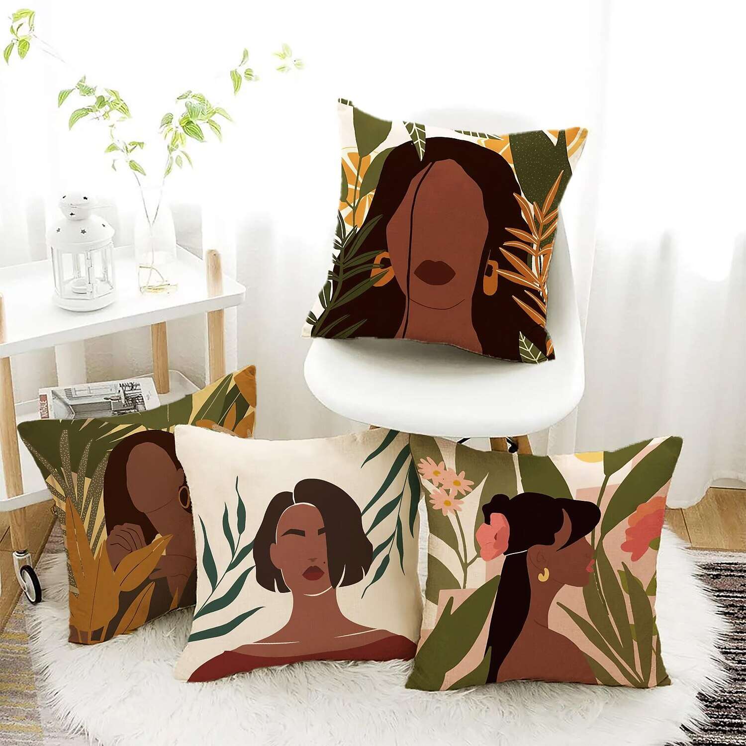 African Women Double Side Pillow Cover 4PC