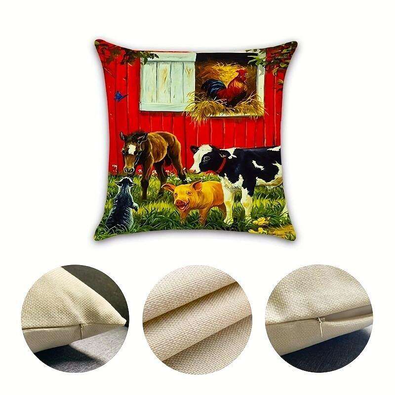 Harvest Day Animal Double Side Pillow Cover 4PC