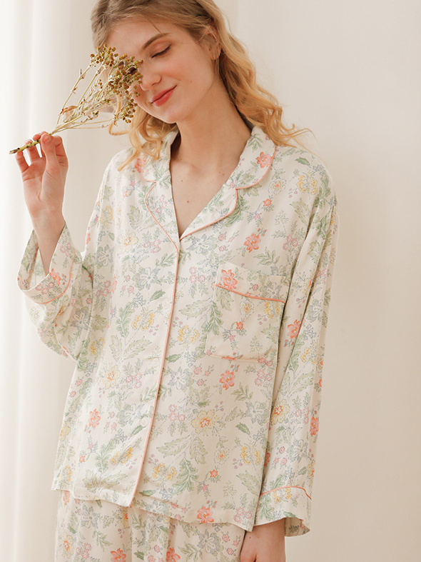 Shawl Collar Regular Fit Vacation Short Sleeve Pajama Set