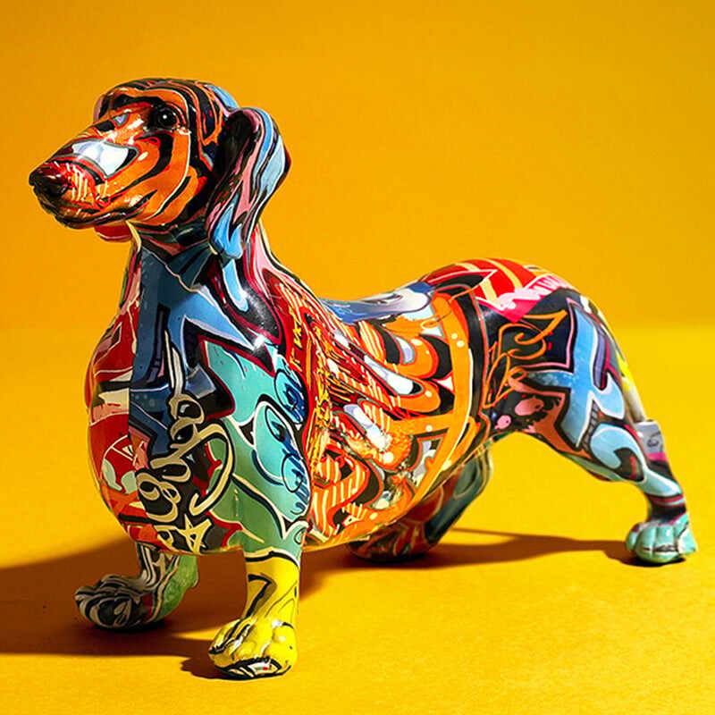 Nordic Painted Dachshund Statue