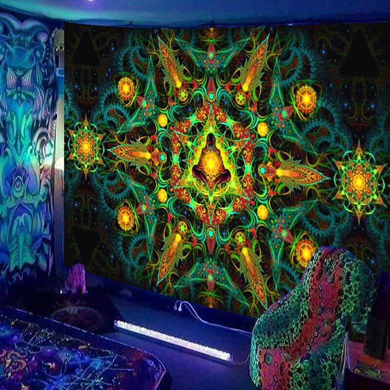 Blacklight UV Reactive Trippy Wall Tapestry