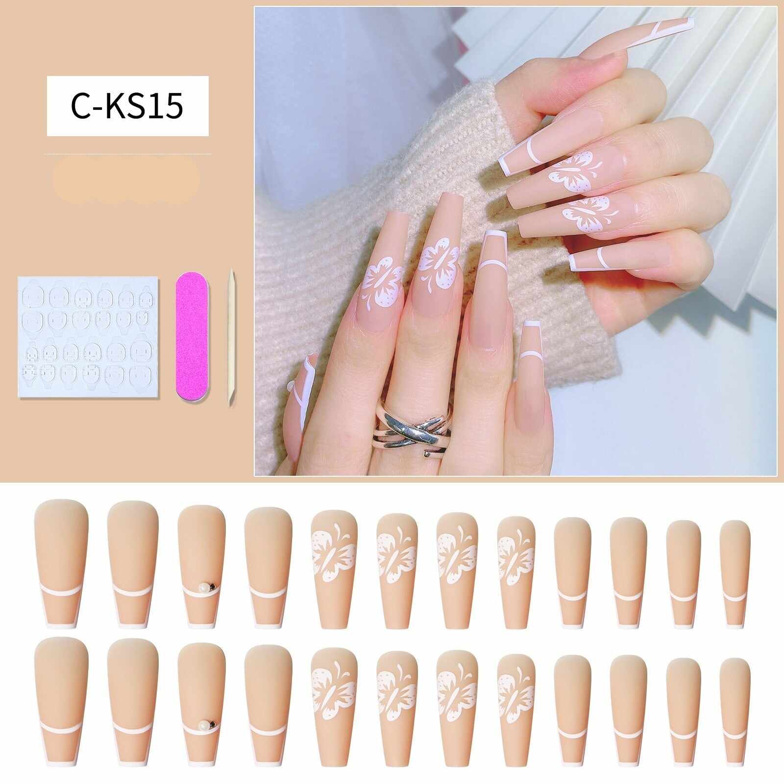 24 pcs/box matte ballerina false nails