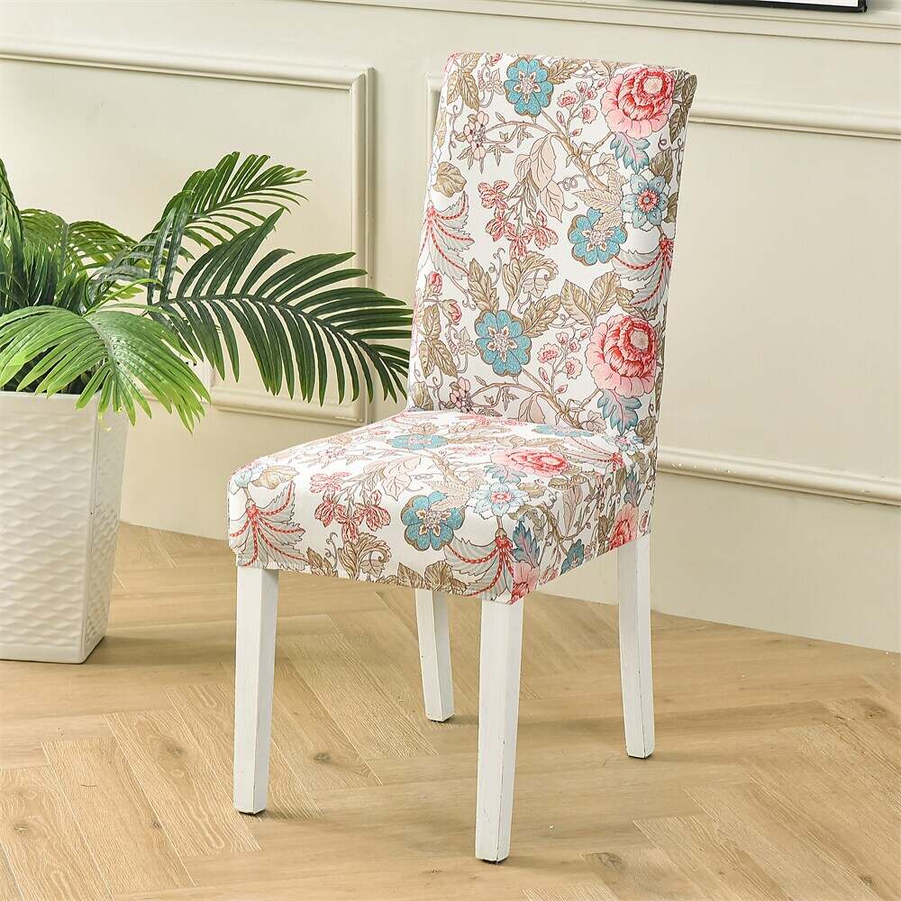 Stretch Spandex Dining Chair Cover Plants/Flower Pattern