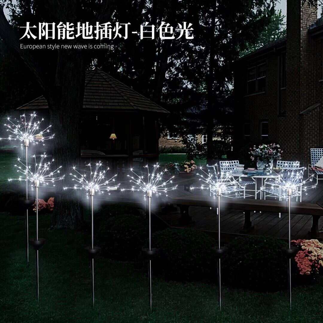 【Free Shipping】2Pc New Ground Plug Solar Fireworks Light LED