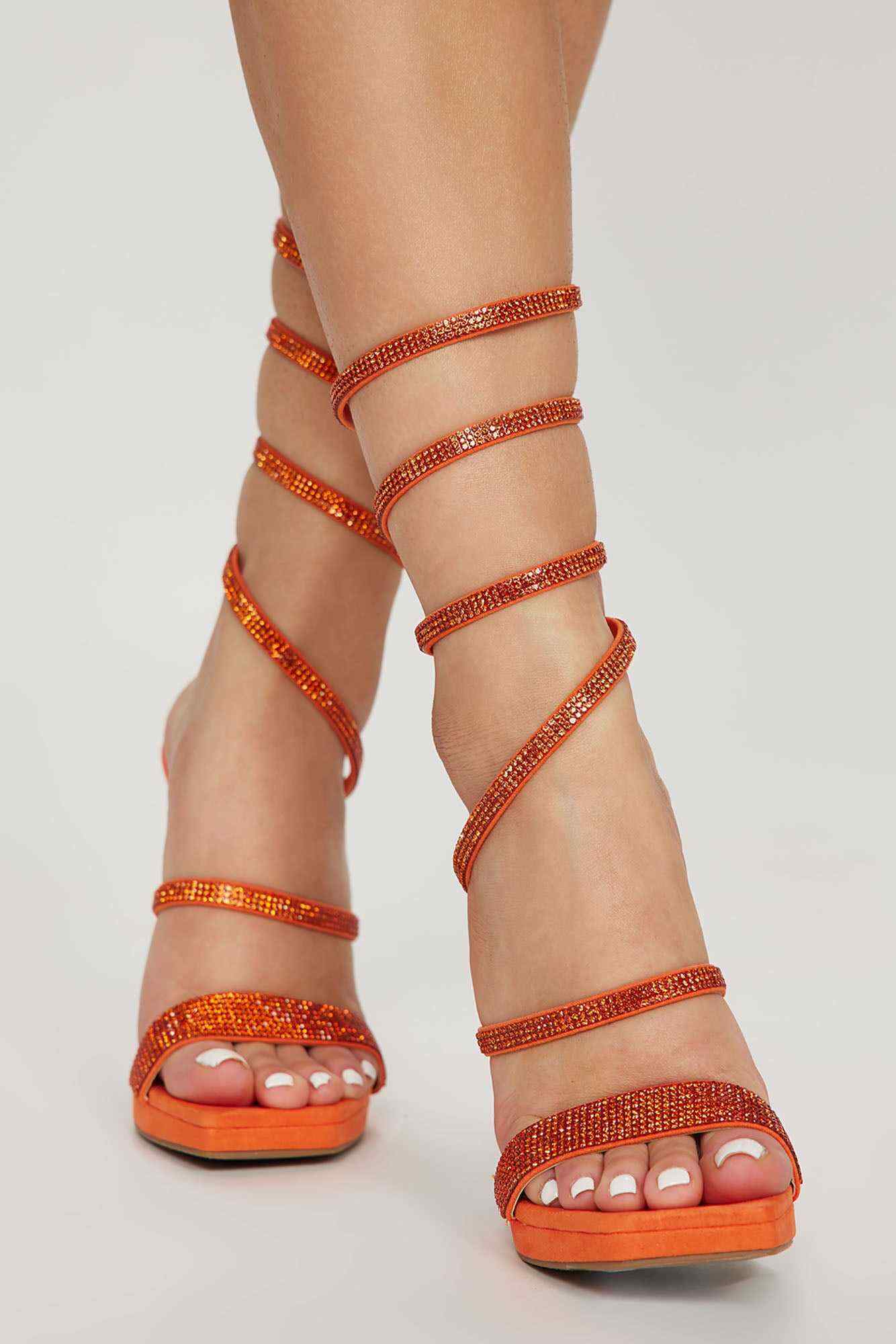 Bring Out The Wild Side Heeled Sandals   Orange