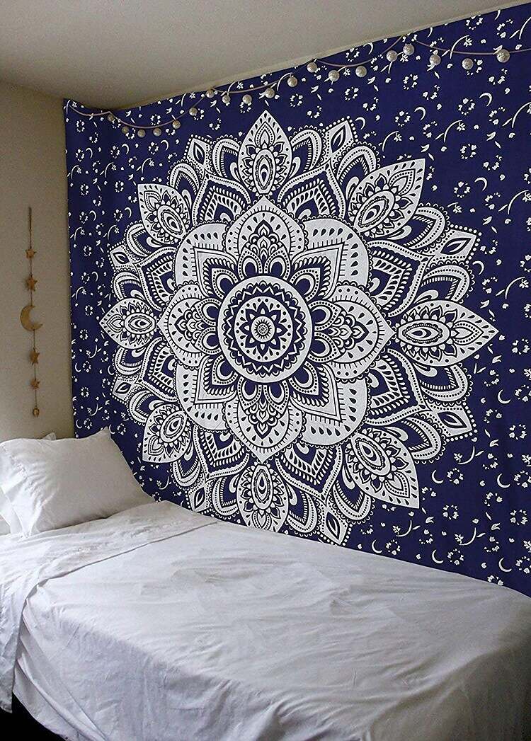 Mandala Bohemian Wall Tapestry Boho Hippie Psychedelic Floral Flower Lotus Indian