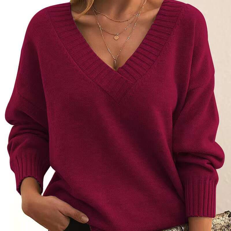 Loose V-neck casual all-match sweater