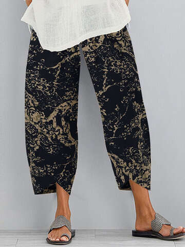 Women Plus Size Pants & Capris | Vintage Chinese Style Elastic Waist Plus Size Women Pants - LW63670