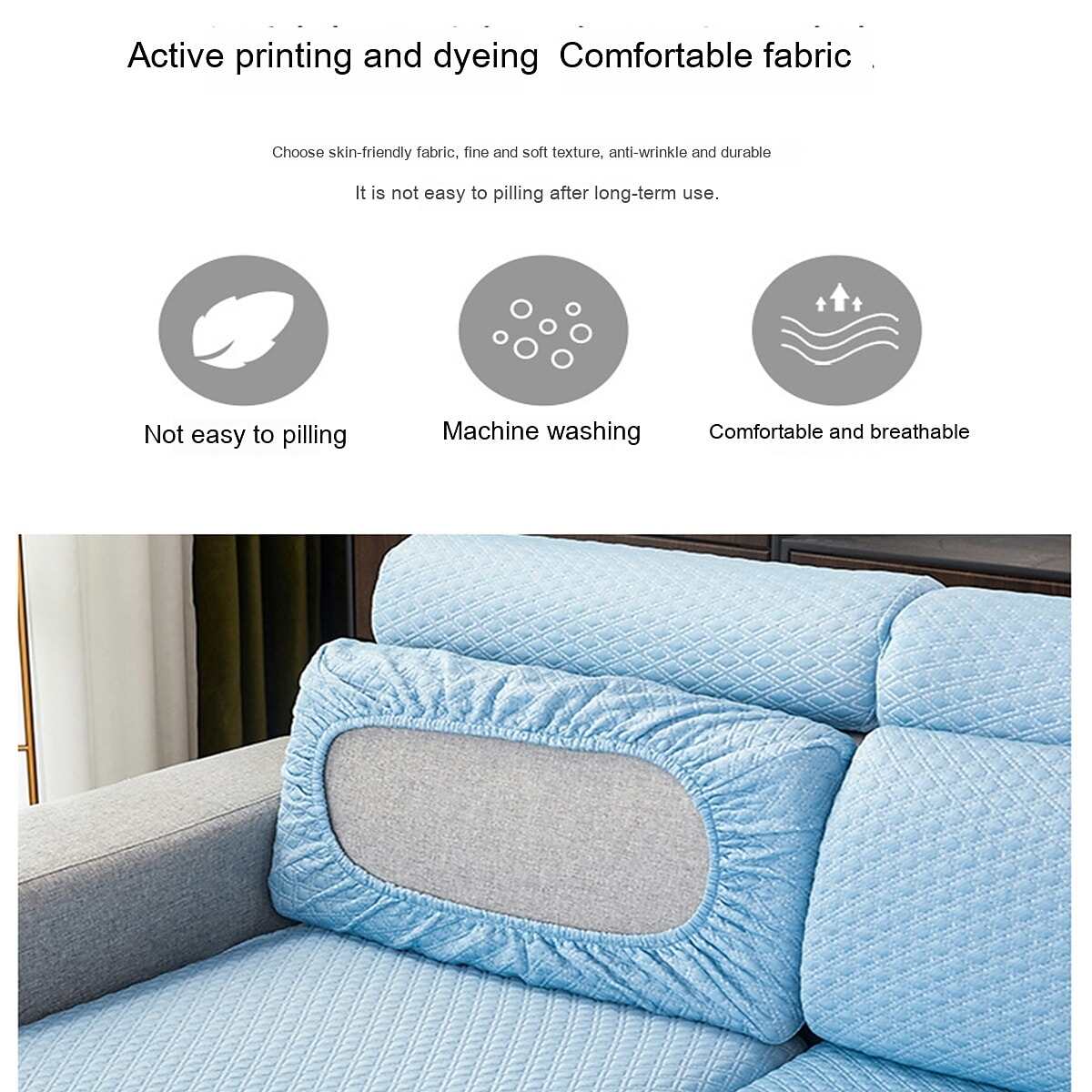 3D Doudou Grid Sofa Seat Cushion Cover Chair Cover Stretch Washable