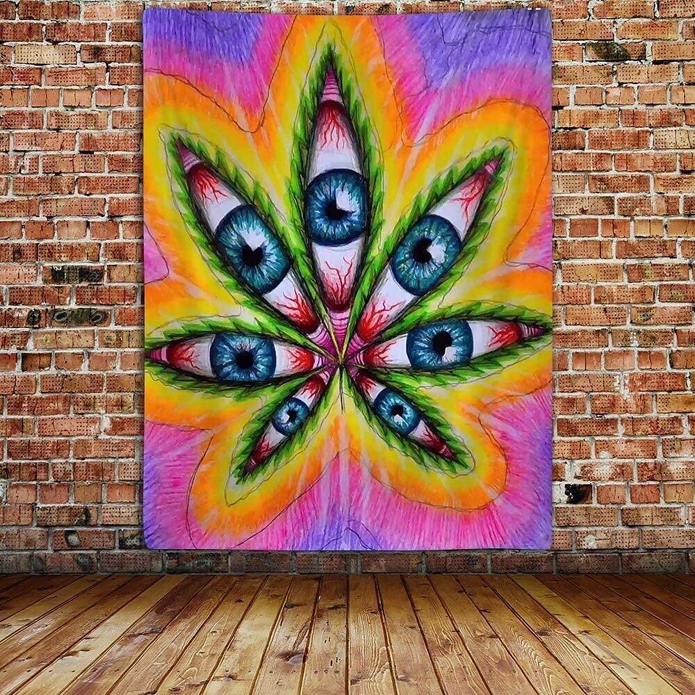 Trippy Weed Wall Tapestry Art Decor Psychedelic Eyes