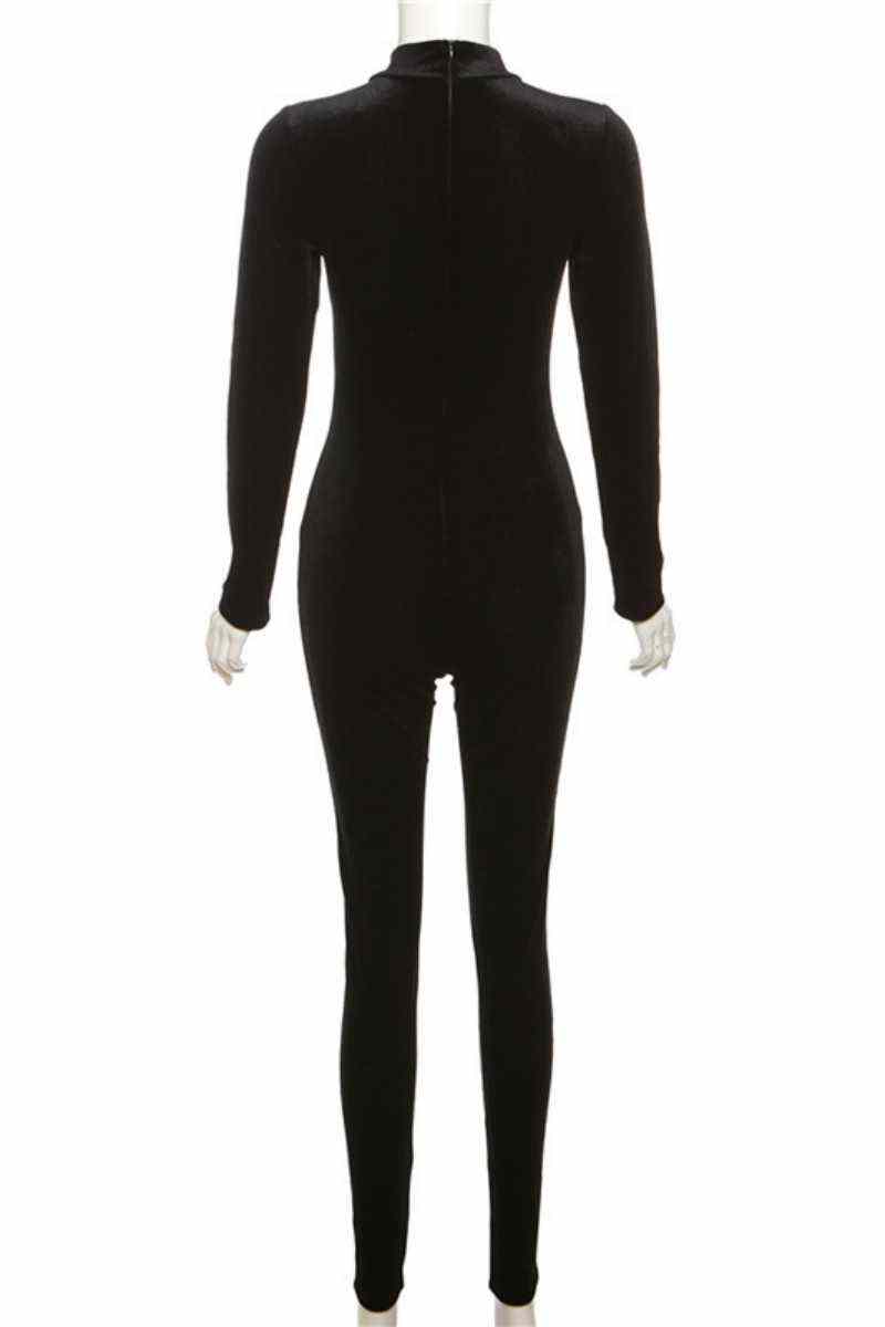 Black Casual Solid Basic Half A Turtleneck Skinny Jumpsuits