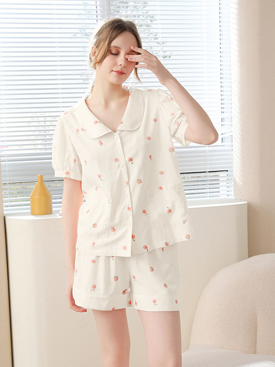 Cotton Floral Regular Sleeve Simple Others Pajama Set