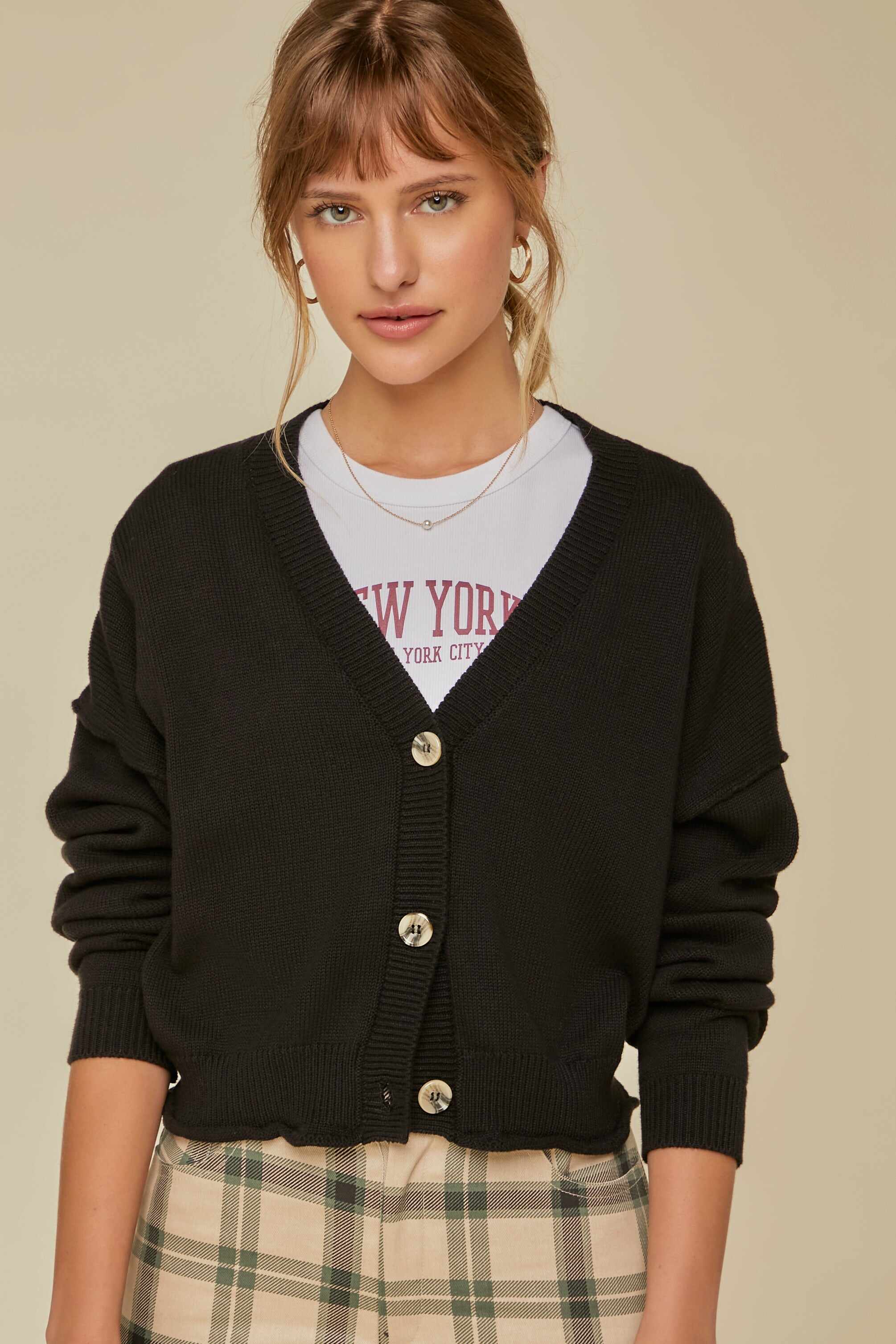 Women Apparel | Drop-Sleeve Cardigan Sweater Black Forever21 - IJ98933