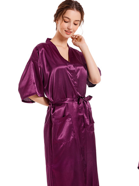 V Neck Plain Loose Elegant Nightdress