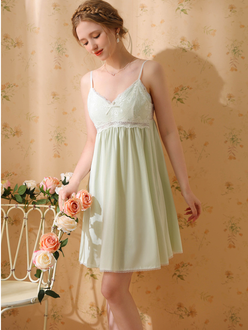 Simple Lace Loose Cotton Gallus Nightdress