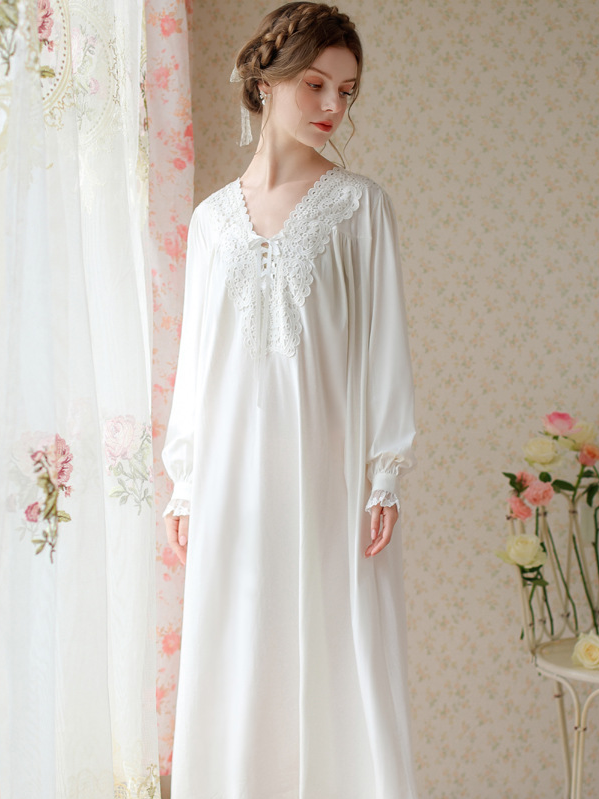 Cotton V Neck Loose Vacation Nightdress