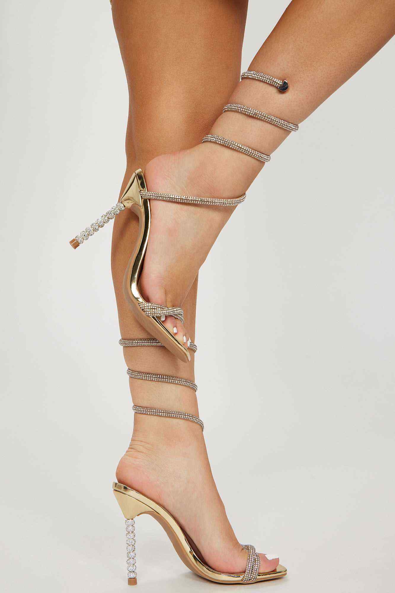 Overnight Party Strappy Heeled Sandals   Gold