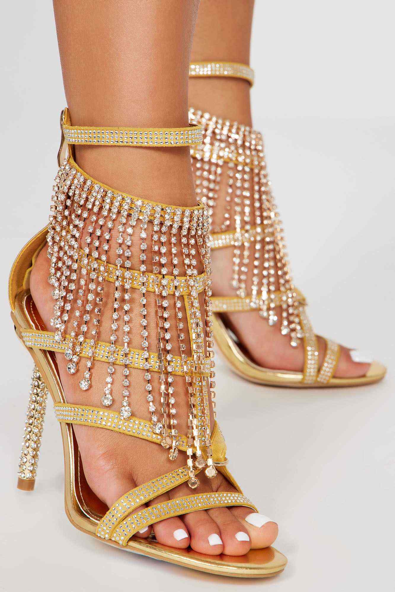 No Dull Moments Heeled Sandals   Gold