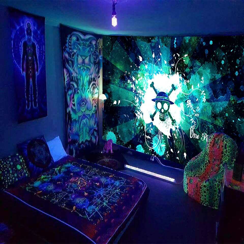 Blacklight UV Reactive Tapestry Trippy Sunset Decoration Cloth