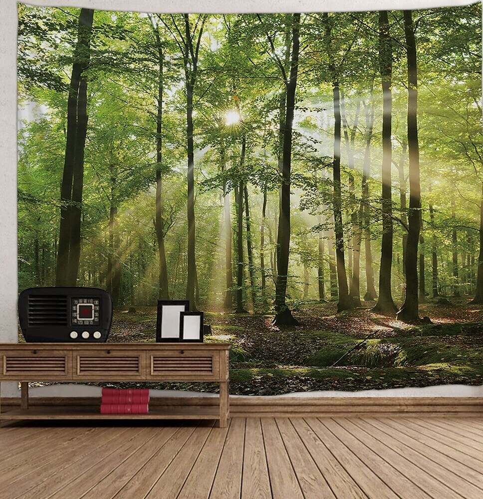 Nature Wall Tapestry Art Decor Landscape Sunshine Through Tree Forest