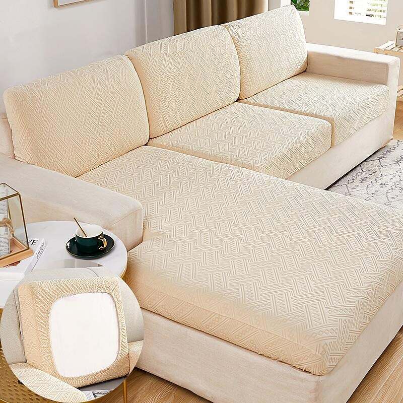 Textured Stretch Sofa Seat Cushion Cover Slipcover 4 Or 3 Seater