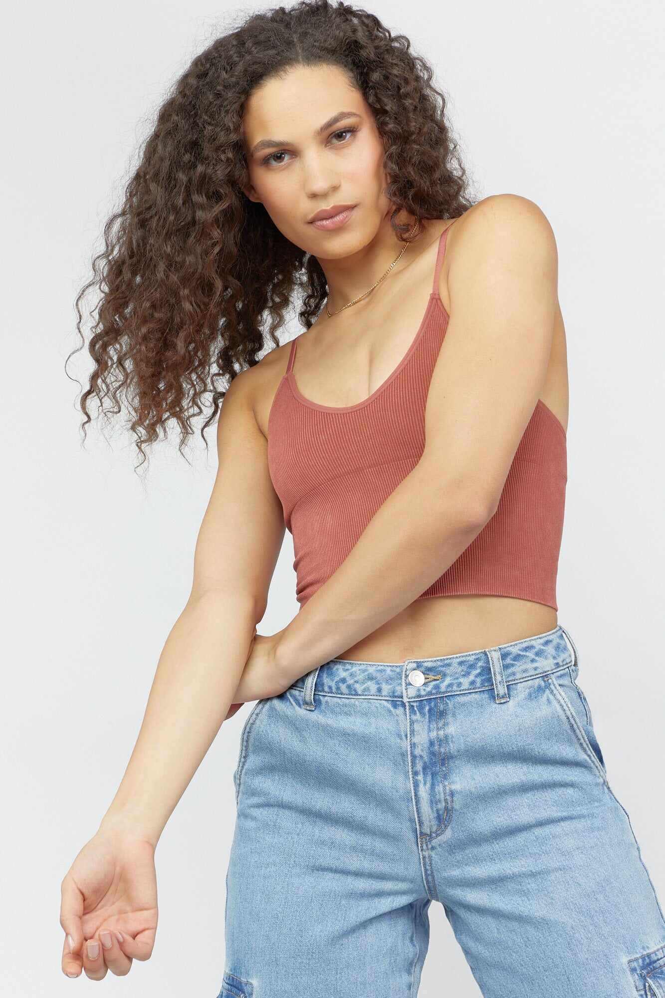 Women Apparel | Seamless Ribbed Cropped Cami Ivory Forever21 - DV17620