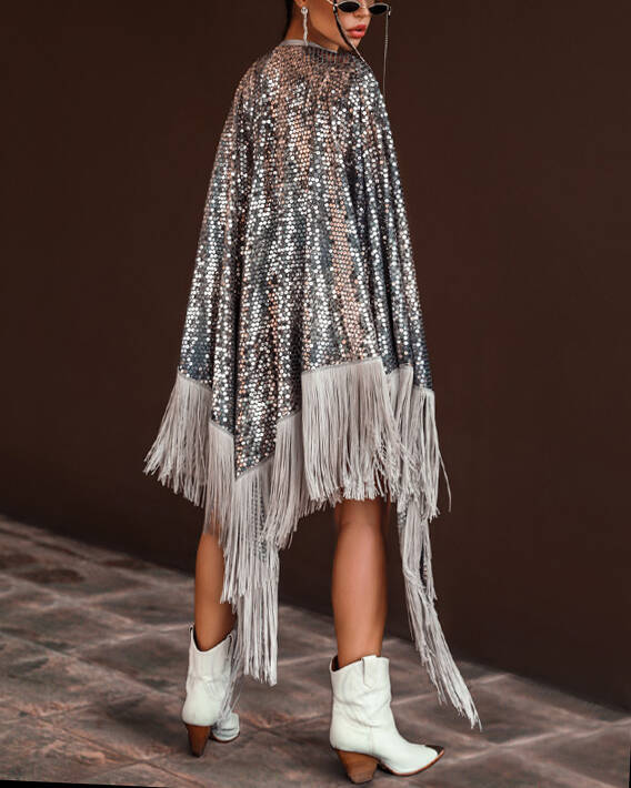 fringed cardigan with irregular hem